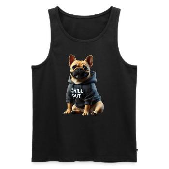 Funny French Bulldog Chill Out Chill Out - Men's Premium Organic Tank Top - black - Front - Michal (187cm)