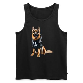 Funny German Shepherd Chill Out Chill - Men's Premium Organic Tank Top - black - Front - Michal (187cm)