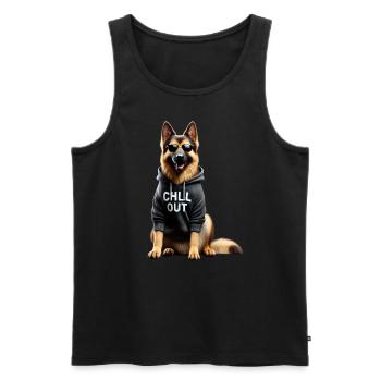 Funny German Shepherd Chill Out Chill - Men's Premium Organic Tank Top - black - Front - Michal (187cm)