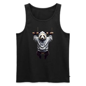 Funny Panda Bear Chill Out Animal Lover Chill - Men's Premium Organic Tank Top - black - Front - Michal (187cm)