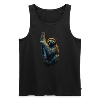 Drôle paresseux Art Animal paresseux animaux animaux sauvages - Débardeur bio Premium Homme - noir - Devant - AI Model Male 178 light (178cm)