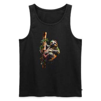 Drôle paresseux Art Animal paresseux animaux animaux sauvages - Débardeur bio Premium Homme - noir - Devant - AI Model Male 178 light (178cm)