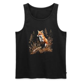 Lustiges Fuchs Fox Kunst Tier Natur Wildtier Tiere - Männer Premium Bio Tank Top - Schwarz - Vorne - Michal (187cm)