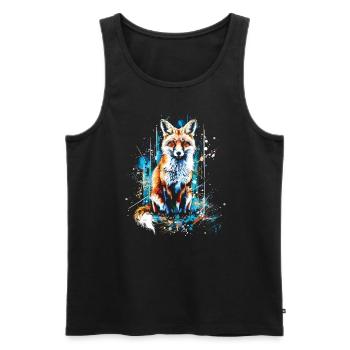 Lustiges Fuchs Fox Kunst Tier Natur Wildtier Tiere - Männer Premium Bio Tank Top - Schwarz - Vorne - Michal (187cm)