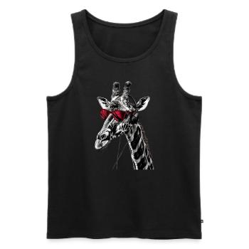 Girafe motif animal animal amoureux des écouteurs Art - Débardeur bio Premium Homme - noir - Devant - Michal (187cm)