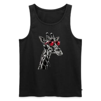 Girafe motif animal animal amoureux des écouteurs Art - Débardeur bio Premium Homme - noir - Devant - Michal (187cm)
