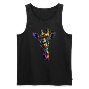 Girafe motif animal amoureux des animaux safari - Débardeur bio Premium Homme - noir - Devant - Michal (187cm)