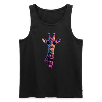 Girafe motif animal amoureux des animaux safari - Débardeur bio Premium Homme - noir - Devant - Michal (187cm)