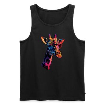 Girafe motif animal amoureux des animaux safari - Débardeur bio Premium Homme - noir - Devant - Michal (187cm)