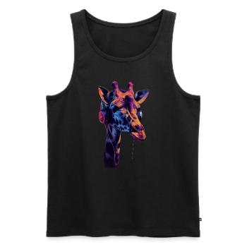 Girafe motif animal animal amoureux des écouteurs Art - Débardeur bio Premium Homme - noir - Devant - Michal (187cm)
