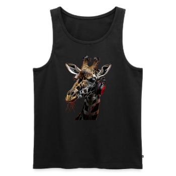 Girafe motif animal animal amoureux des écouteurs Art - Débardeur bio Premium Homme - noir - Devant - Michal (187cm)