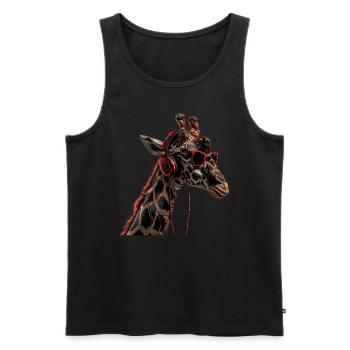 Girafe motif animal animal amoureux des écouteurs Art - Débardeur bio Premium Homme - noir - Devant - Michal (187cm)