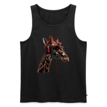 Girafe motif animal animal amoureux des écouteurs Art - Débardeur bio Premium Homme - noir - Devant - Michal (187cm)