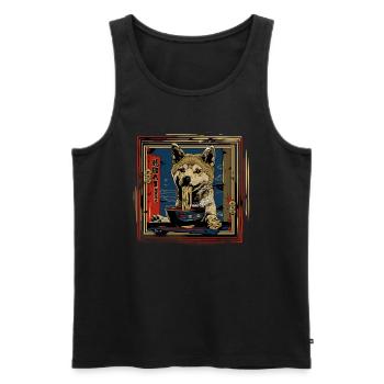 Motif Chien Manga Ramen Nouille Chien Anime Art - Débardeur bio Premium Homme - noir - Devant - Michal (187cm)