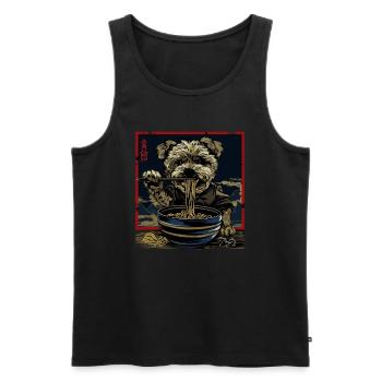 Motif Chien Manga Ramen Nouille Chien Anime Art - Débardeur bio Premium Homme - noir - Devant - Michal (187cm)