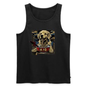 Motif Chien Manga Ramen Nouille Chien Anime Art - Débardeur bio Premium Homme - noir - Devant - Michal (187cm)