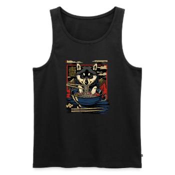 Motif Chien Manga Ramen Nouille Chien Anime Art - Débardeur bio Premium Homme - noir - Devant - Michal (187cm)