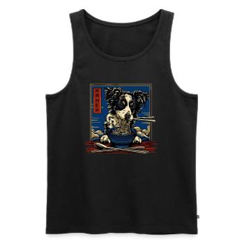 Motif Chien Manga Ramen Nouille Chien Anime Art - Débardeur bio Premium Homme - noir - Devant - Michal (187cm)