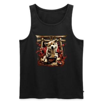 Motif Chien Manga Ramen Nouille Chien Anime Art - Débardeur bio Premium Homme - noir - Devant - Michal (187cm)
