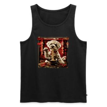 Motif Chien Manga Ramen Nouille Chien Anime Art - Débardeur bio Premium Homme - noir - Devant - Michal (187cm)