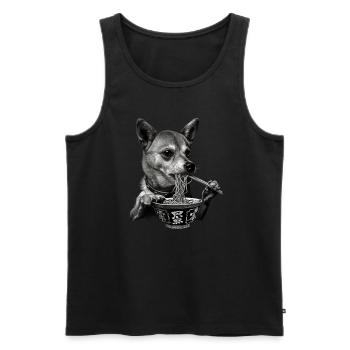 Motif Chien Manga Ramen Nouille Chien Anime Art - Débardeur bio Premium Homme - noir - Devant - Michal (187cm)