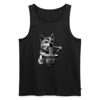 Motif Chien Manga Ramen Nouille Chien Anime Art - Débardeur bio Premium Homme - noir - Devant - Michal (187cm)