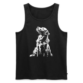 Hund Motiv Tier Tierliebhaber Hunde Kunst Golden - Männer Premium Bio Tank Top - Schwarz - Vorne - Michal (187cm)