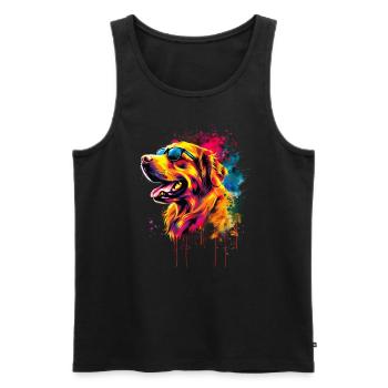 Lustige Golden Retriever Hund Kunst Hundebesitzer - Männer Premium Bio Tank Top - Schwarz - Vorne - Michal (187cm)