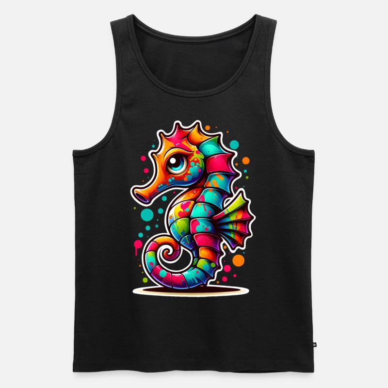 Seepferd Seepferdchen - Männer Premium Bio Tank Top - Schwarz