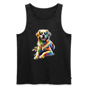 Lustige Golden Retriever Hund Kunst Hundebesitzer - Männer Premium Bio Tank Top - Schwarz - Vorne - Michal (187cm)