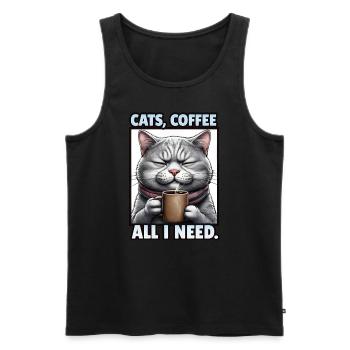 Lustiges Katze Kunst Katzenbesitzer Katzen Kaffee - Männer Premium Bio Tank Top - Schwarz - Vorne - AI Model Male 178 light (178cm)