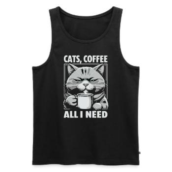 Lustiges Katze Kunst Katzenbesitzer Katzen Kaffee - Männer Premium Bio Tank Top - Schwarz - Vorne - Michal (187cm)
