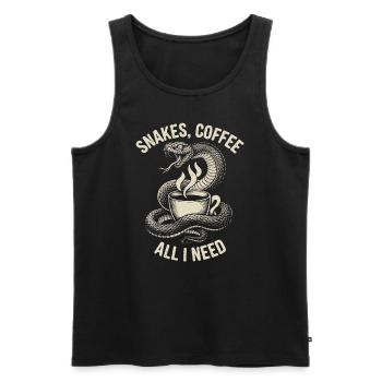 Funny Snake Art Snake Coffee Reptiles - Men's Premium Organic Tank Top - black - Front - AI Model Male 178 light (178cm)