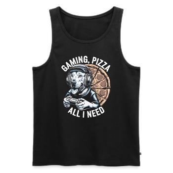 Drôle de chien Gaming Pizza Gamer Gamer Gaming - Débardeur bio Premium Homme - noir - Devant - Michal (187cm)