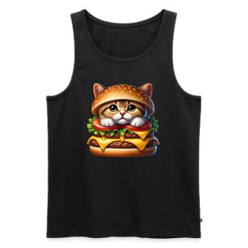 Cat Fast Food Burger Cats Hamburger Cat Lover - Men's Premium Organic Tank Top - black - Front - AI Model Male 178 light (178cm)