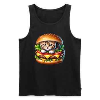 Cat Fast Food Burger Cats Hamburger Cat Lover - Men's Premium Organic Tank Top - black - Front - AI Model Male 178 light (178cm)
