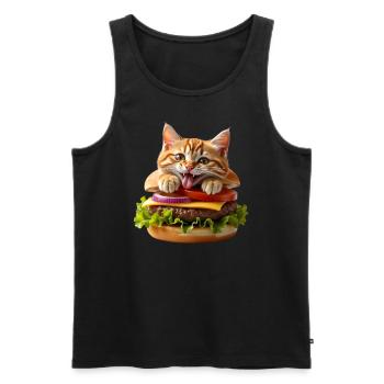 Cat Fast Food Burger Cats Hamburger Cat Lover - Men's Premium Organic Tank Top - black - Front - AI Model Male 178 light (178cm)