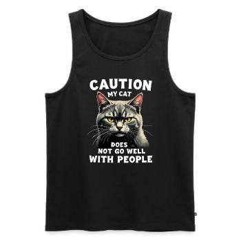 Drôle de chat Chat Propriétaire Chat de compagnie - Débardeur bio Premium Homme - noir - Devant - Michal (187cm)