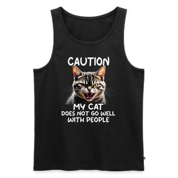 Drôle de chat Chat Propriétaire Chat de compagnie - Débardeur bio Premium Homme - noir - Devant - Michal (187cm)
