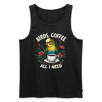 Funny Bird Coffee Zoo Retro Coffee All I Need - Men's Premium Organic Tank Top - black - Front - Michal (187cm)