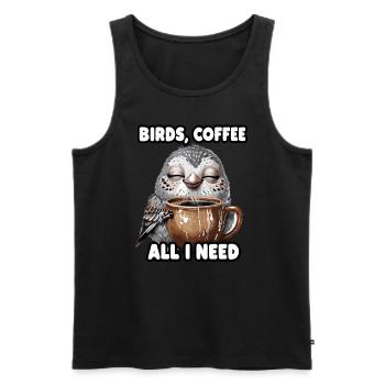 Funny Bird Coffee Zoo Retro Coffee All I Need - Men's Premium Organic Tank Top - black - Front - Michal (187cm)