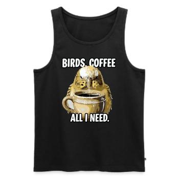 Funny Bird Coffee Zoo Retro Coffee All I Need - Men's Premium Organic Tank Top - black - Front - Michal (187cm)