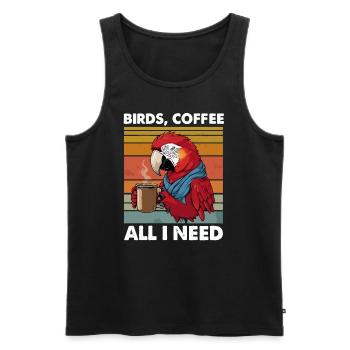 Funny Bird Coffee Zoo Retro Coffee All I Need - Men's Premium Organic Tank Top - black - Front - Michal (187cm)