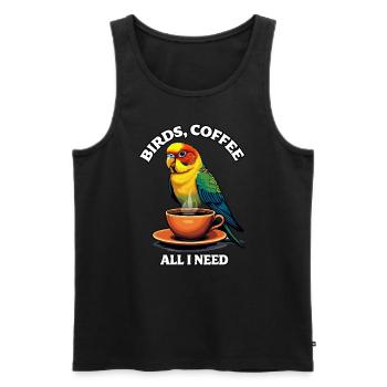 Funny Bird Coffee Zoo Retro Coffee All I Need - Men's Premium Organic Tank Top - black - Front - Michal (187cm)