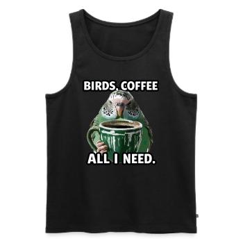 Funny Bird Coffee Zoo Retro Coffee All I Need - Men's Premium Organic Tank Top - black - Front - Michal (187cm)
