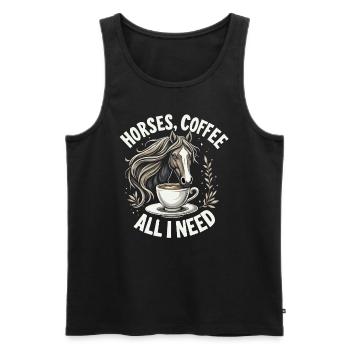 Lustiges Pferd Kunst Pferdebesitzer Pferde Kaffee - Männer Premium Bio Tank Top - Schwarz - Vorne - AI Model Male 178 light (178cm)