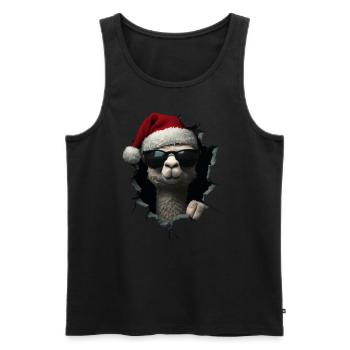 Alpaga éleveur Lama Noël Alpaga - Débardeur bio Premium Homme - noir - Devant - Michal (187cm)