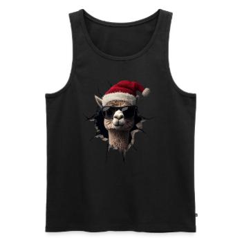 Alpaga éleveur Lama Noël Alpaga - Débardeur bio Premium Homme - noir - Devant - Michal (187cm)