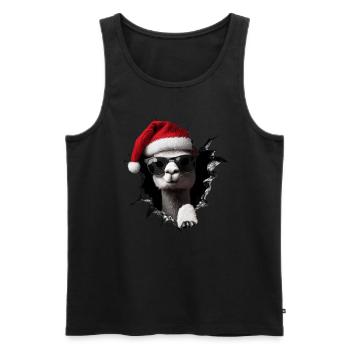 Alpaga éleveur Lama Noël Alpaga - Débardeur bio Premium Homme - noir - Devant - Michal (187cm)