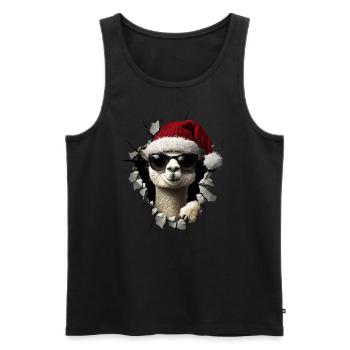 Alpaga éleveur Lama Noël Alpaga - Débardeur bio Premium Homme - noir - Devant - Michal (187cm)